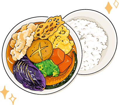 スープカレーとライスのイラスト
